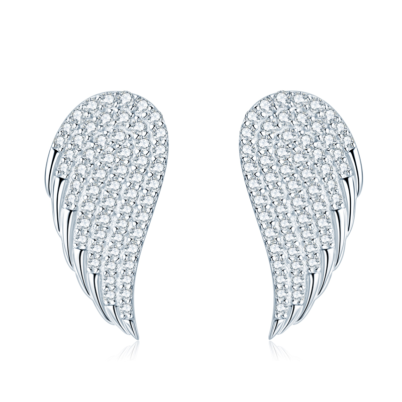 Angel Wings Earrings Sparkling Moissanite Earring